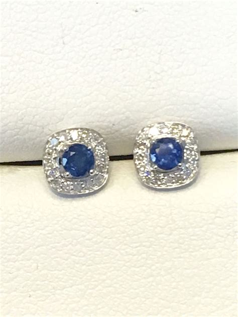Blue Sapphire And Diamond Stud Earrings Stud Earrings Diamond