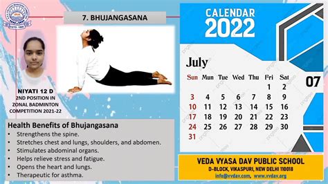 Yoga Calendar Veda Vyasa Dav Public School Releases Its Yoga Calendar