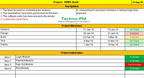 One Page Project Status Report Template A Weekly Status