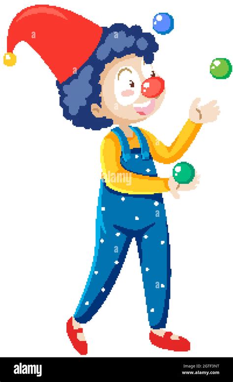 Juggling Clown Cartoon Character Isolated On White Background Stock
