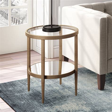 Evelynandzoe Modern Round Side Table With Glass Top