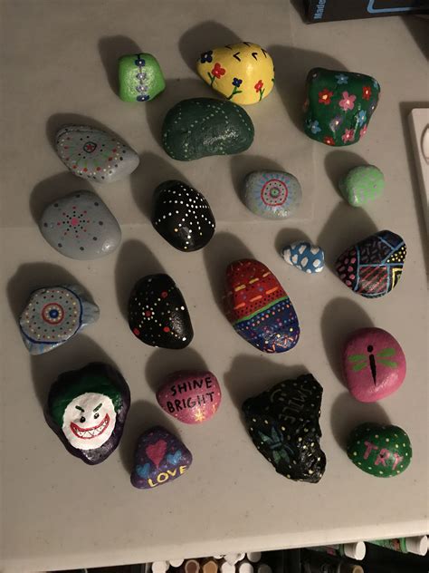 My First Round Of Painted Rocks Before I Began Hiding Them All Over
