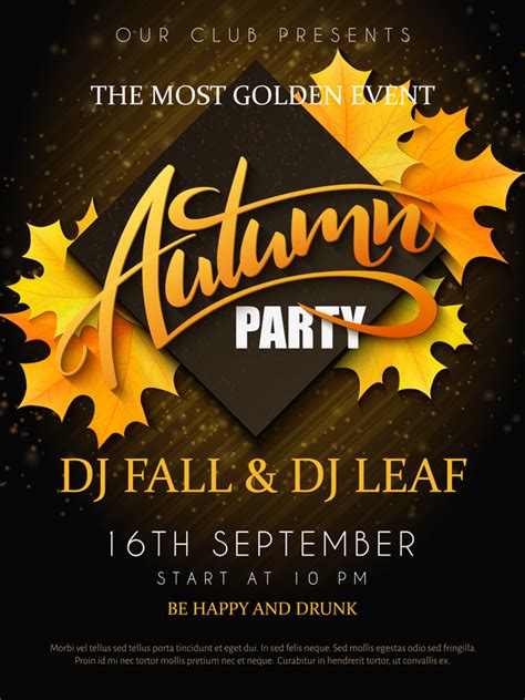 Autumn Party Flyer Template Vectors 03 Vector Cover Free