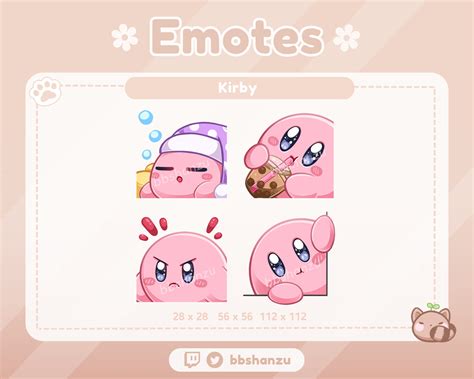 4 Pack Kirby Twitch Discord Emotes Twitch Graphics Etsy