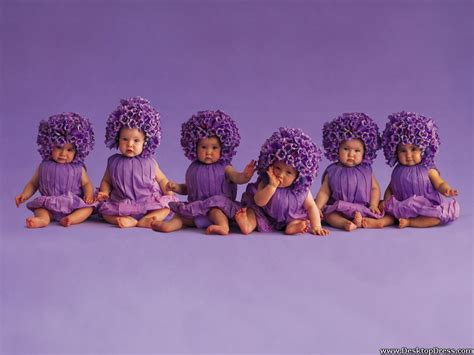 Desktop Wallpapers Babies Backgrounds 6 Babies In Purple Clothes