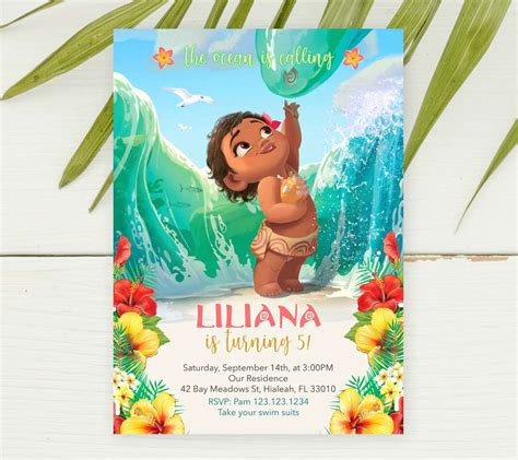 Moana Baby Invitation Editable Template Edit Online Instant Download