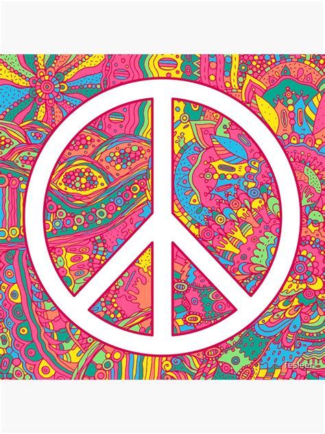 Pacific Symbol Peace Sign Psychedelic Hippie 60s Art Neon Colors