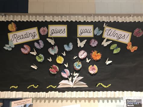 Reading Gives You Wings Bulletin Board Middle School Library Displays