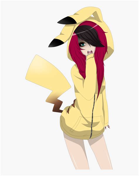Cute Anime Girl With Pikachu Hoodie Hd Png Download