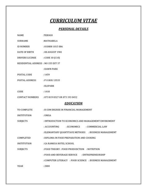 To avoid any awkward moments, make sure these are clearly presented at the top of your cv. Cv template south africa competent pics amazing resumes contemporary simple | Cv examples, Free ...