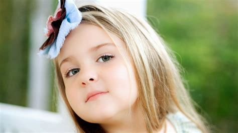 Closeup View Of Cute Little Girl Face In Blur Green Background Hd Cute