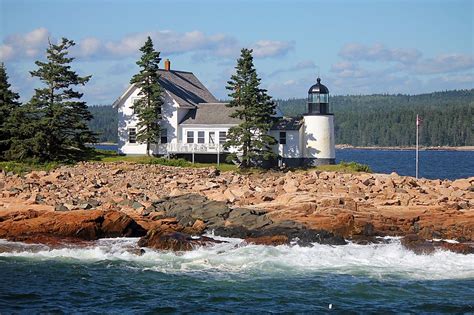 Northeast Coast Of Us Maine Winter Harbor Lighthouse World Of