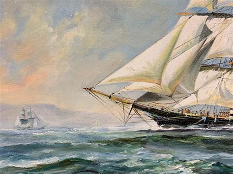 Wonderful Original Oil On Canvas By Malcolm Winter Of A Ship At Sea