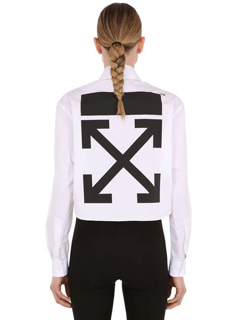 Off White Co Virgil Abloh Logo Cotton Cropped Shirt In