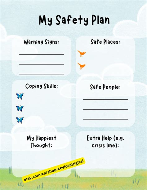 Safety Plan Template Pack Kids Youth Digital Download Crisis