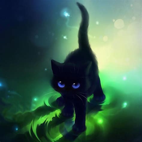 Pin By Michelle Larkin On Beautiful Art Black Cat Anime Cute Anime My