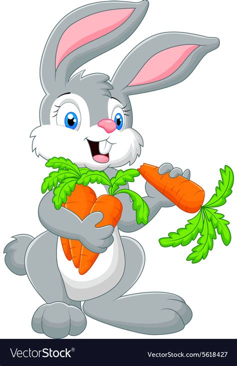 Cartoon Rabbit Holding A Carrot Royalty Free Vector Image