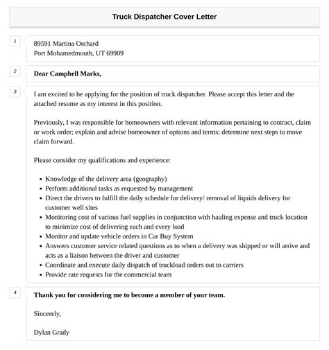 Truck Dispatcher Cover Letter | Velvet Jobs