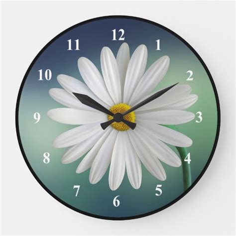 Delicate White Daisy Large Clock Zazzle Com Large Clock Nature