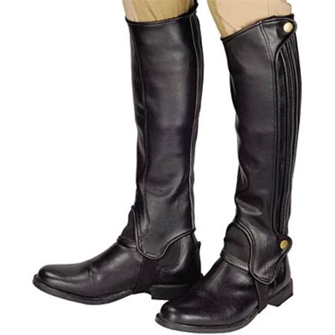 Leather Half Chap Black Can Pro Extreme Tack