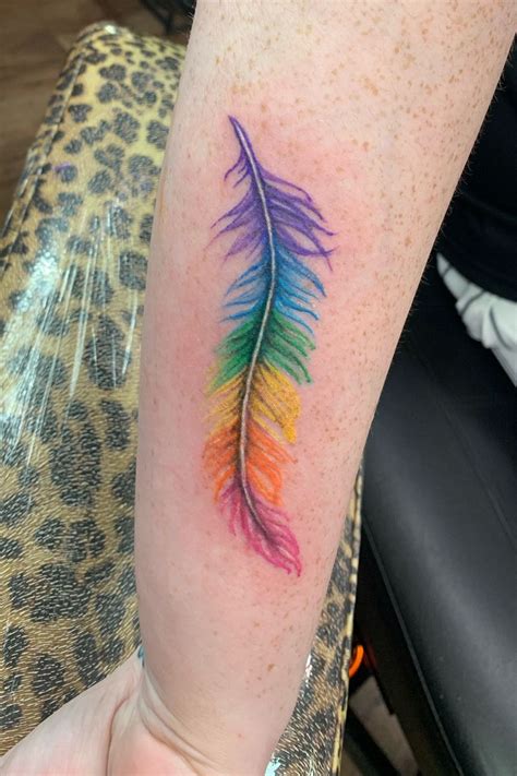 Tattoo Uploaded By Liz Hunter • Rainbow Feather For Beka • Tattoodo