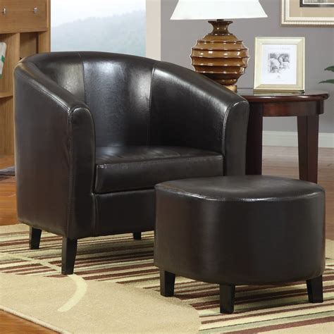 Invite clients or coworkers to sit in comfort on this osp designs faux leather club chair with ottoman. Coaster Fine Furniture Casual Dark Brown Faux Leather Club ...