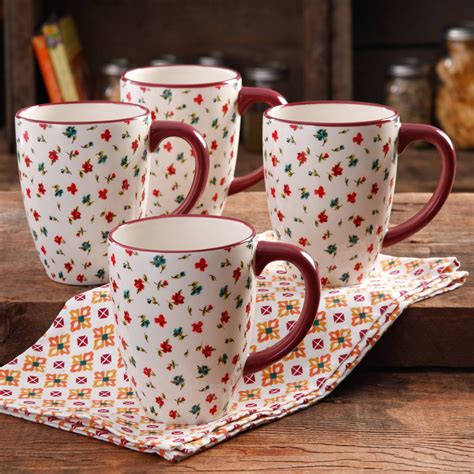 The Pioneer Woman Posies 26-Ounce Jumbo Latte Mug Set, 4-Pack - Walmart.com