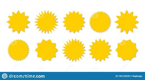 Starburst Yellow Sticker Set Collection Of Special Offer Sale Round