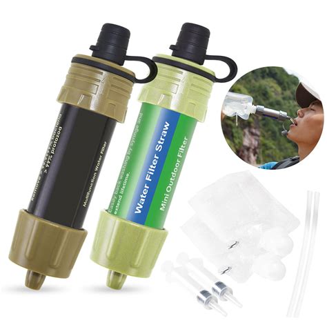 2 Pcs Outdoor Water Filter Straw Water Filtration System Water Purifier For Emergency