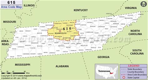 615 Area Code Map Where Is 615 Area Code In Tennessee