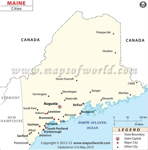 Maine City Map Major Cities Of Maine Usa Maps