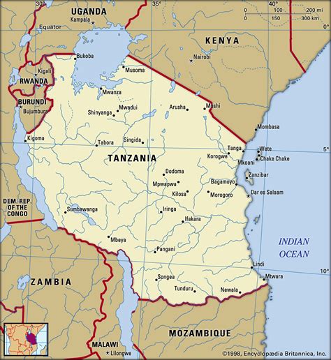 Map Of Africa Showing Tanzania
