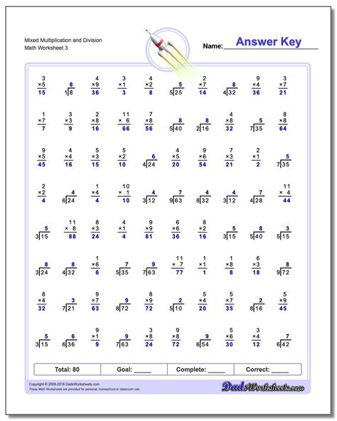 Multiplication And Division Worksheets Grade 3 | Times Tables Worksheets