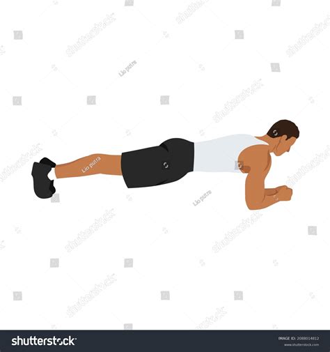 Man Doing Plank Abdominals Exercise Flat Stock Vector Royalty Free
