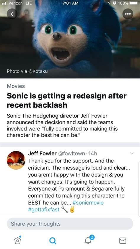 Movies Sonic Is Getting A Redesign After Recent Backlash Sonic The
