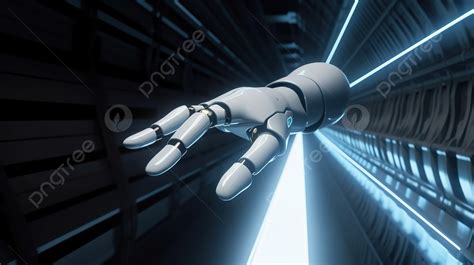 미래형 터널에서 안드로이드 로봇 악수 3d 렌더링 로봇 손 3d 로봇 사이보그 배경 일러스트 및 사진 무료 다운로드