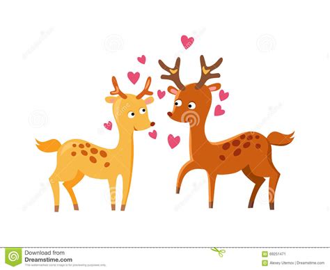 Lovely Deers Falling In Love Nature Cute Animal Vector