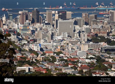 Cape Town Central Business District Skyline Seen From Lions Head