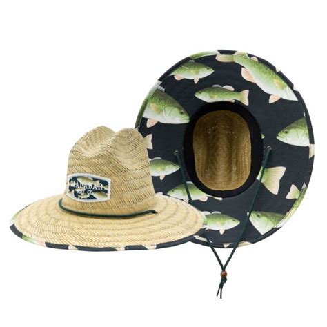 Bass Fish Mens Sun Hat Straw Hat For Beach Boating Fishing Walking