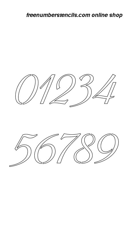 1 Inch Vintage Cursive Cursive Style Number Stencils 0 To 9