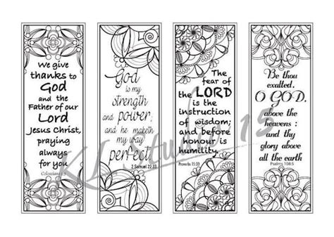 Bible Verse Coloring Bookmarks4 Instant Download Etsy