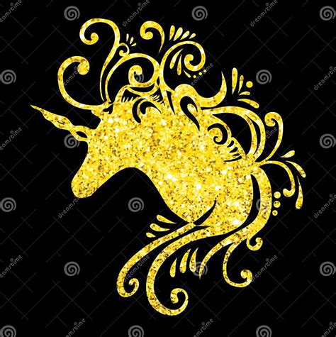 Gold Unicorn Head Eps Unicorn Vector Fantasy Unicorn Glitter Unicorns