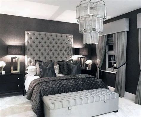 29 Gorgeous Monochromatic Grey Luxury Bedroom With Extra Tall Headboard