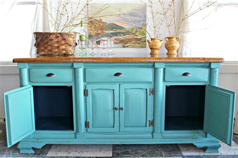 Heir And Space A Pine Sideboard In Blue