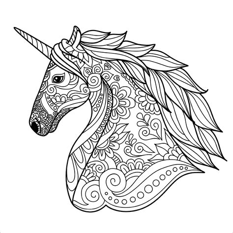Unicorn Head Mandala Coloring Pages ColoringBay