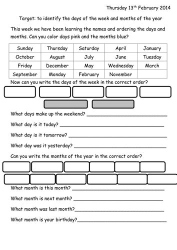 Months Of The Year And Days Of The Week Worksheet By Joop09 Teaching