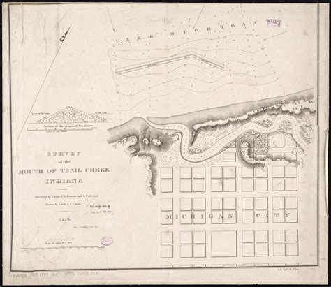 Survey Of The Mouth Of Trail Creek Indiana Norman B Leventhal Map