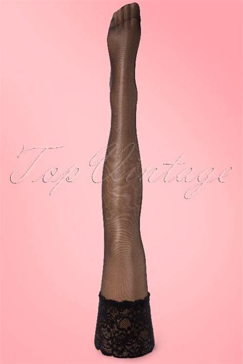 40s Salzburg Seamed Black Lace Hold Up Stockings