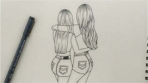 How To Draw Best Friends Easy Step By Step Bff Easy Sketch Friendship Drawings Friends Draw