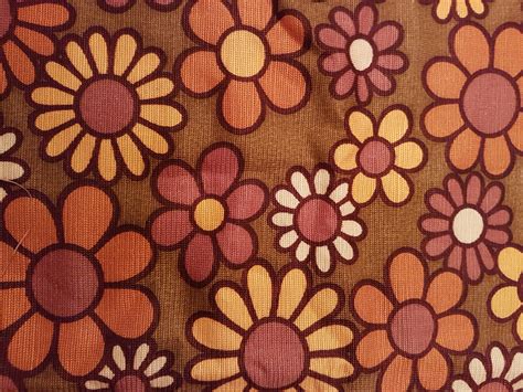 Vintage 70s Retro Floral Fabric Autumn Colours Browns Ochre Etsy